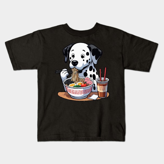 Dalmatian Eating Ramen Kids T-Shirt by MoDesigns22 